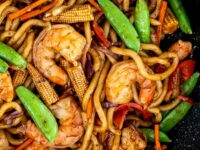 Black Pepper Udon Noodles With Shrimp