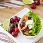 Cherry Chicken Tacos with Lime Sour Cream