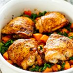Chicken Thighs with Sweet Potatoes and Kale Bake