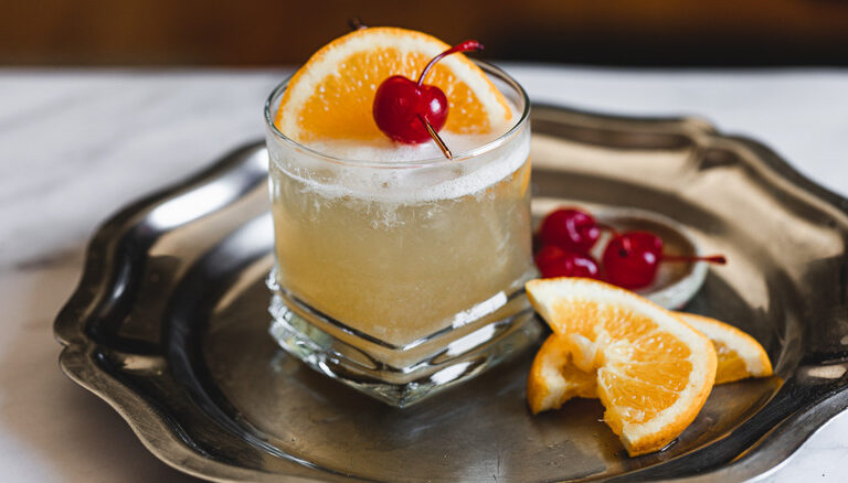 Classic Frothy Whiskey Sour Cocktail Recipe