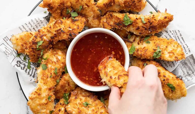 Coconut Chicken Strips with Sweet Chili Sauce