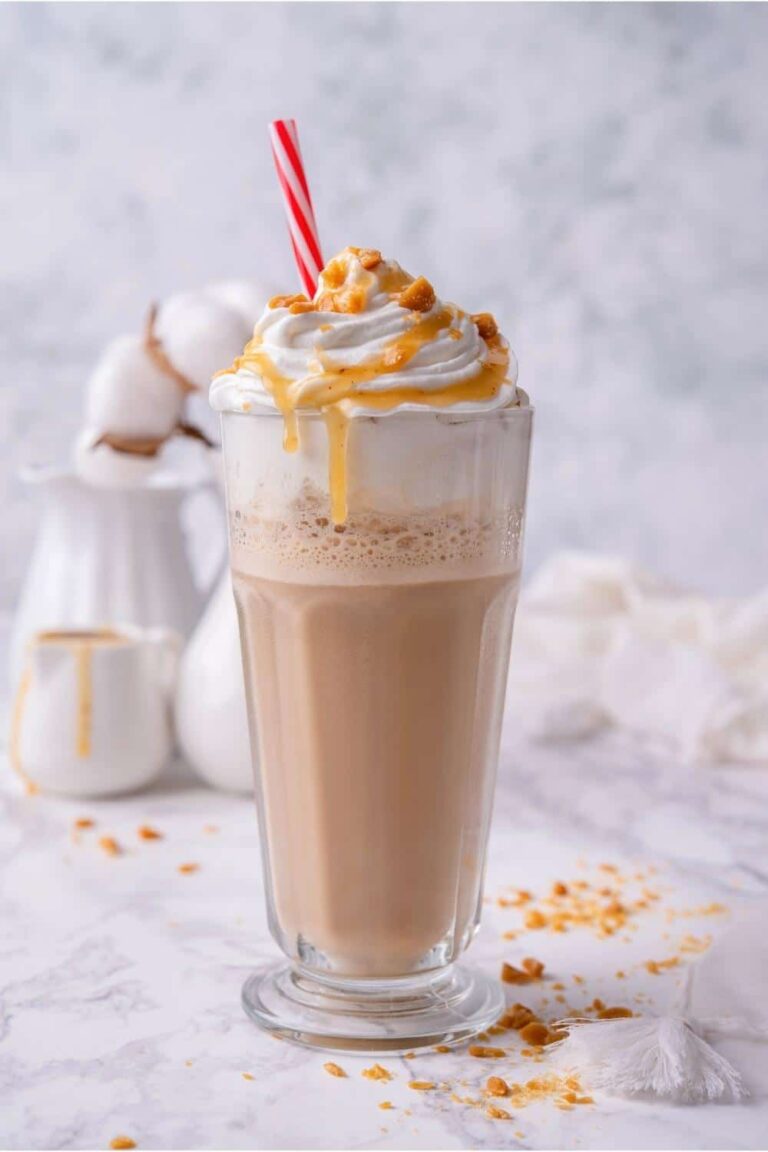 Easy Caramel Ribbon Crunch Frappuccino (Better Than Starbucks)