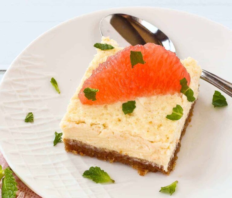 Easy Grapefruit Cheesecake Bars with Mint