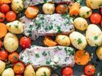Greek Pork Loin Ribs and Potatoes Sheet Pan Dinner