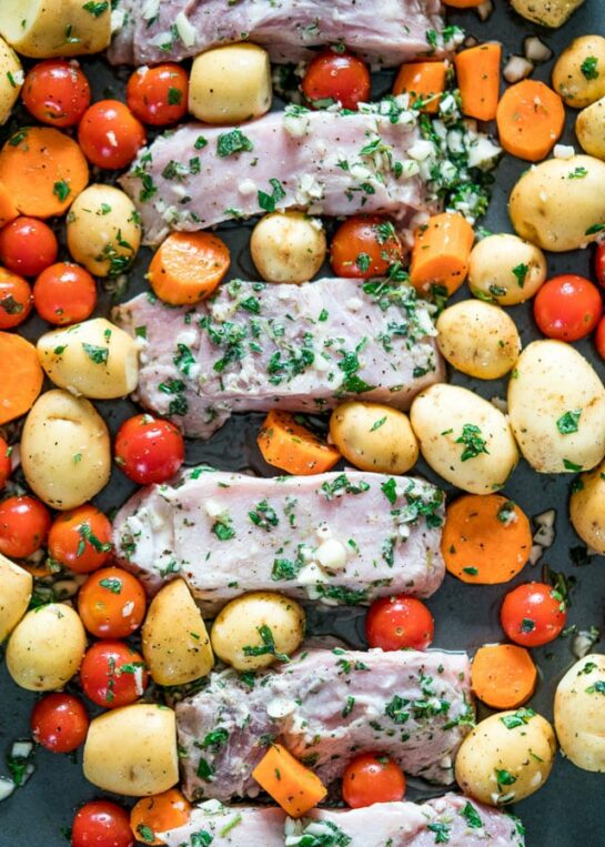 Greek Pork Loin Ribs and Potatoes Sheet Pan Dinner : ChefSane