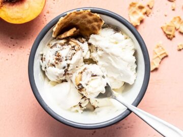 No Churn Balsamic Peach Ice Cream