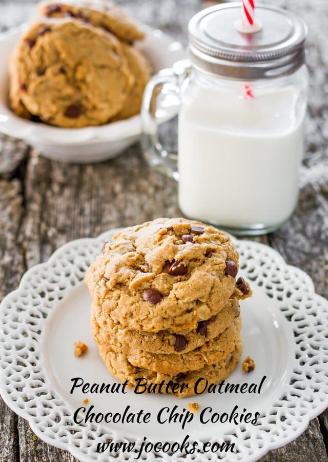 Peanut Butter Oatmeal Chocolate Chip Cookies