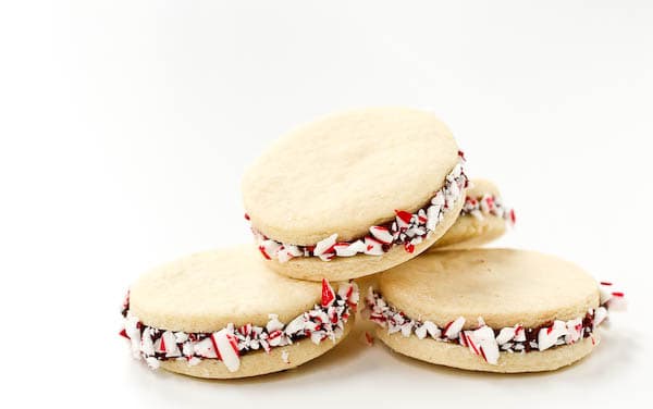 Peppermint Sugar Cookie Sandwiches with Chocolate Ganache Filling