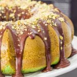 Pistachio Bundt Cake with Chocolate Ganache