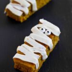 Pumpkin Bar Edible Mummies with Cream Cheese Frosting