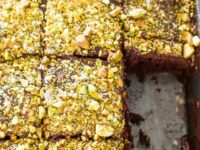 Salted Texas Chocolate Sheet Cake with Pistachios
