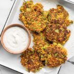 Vegetable Fritters with Garlic Herb Sauce
